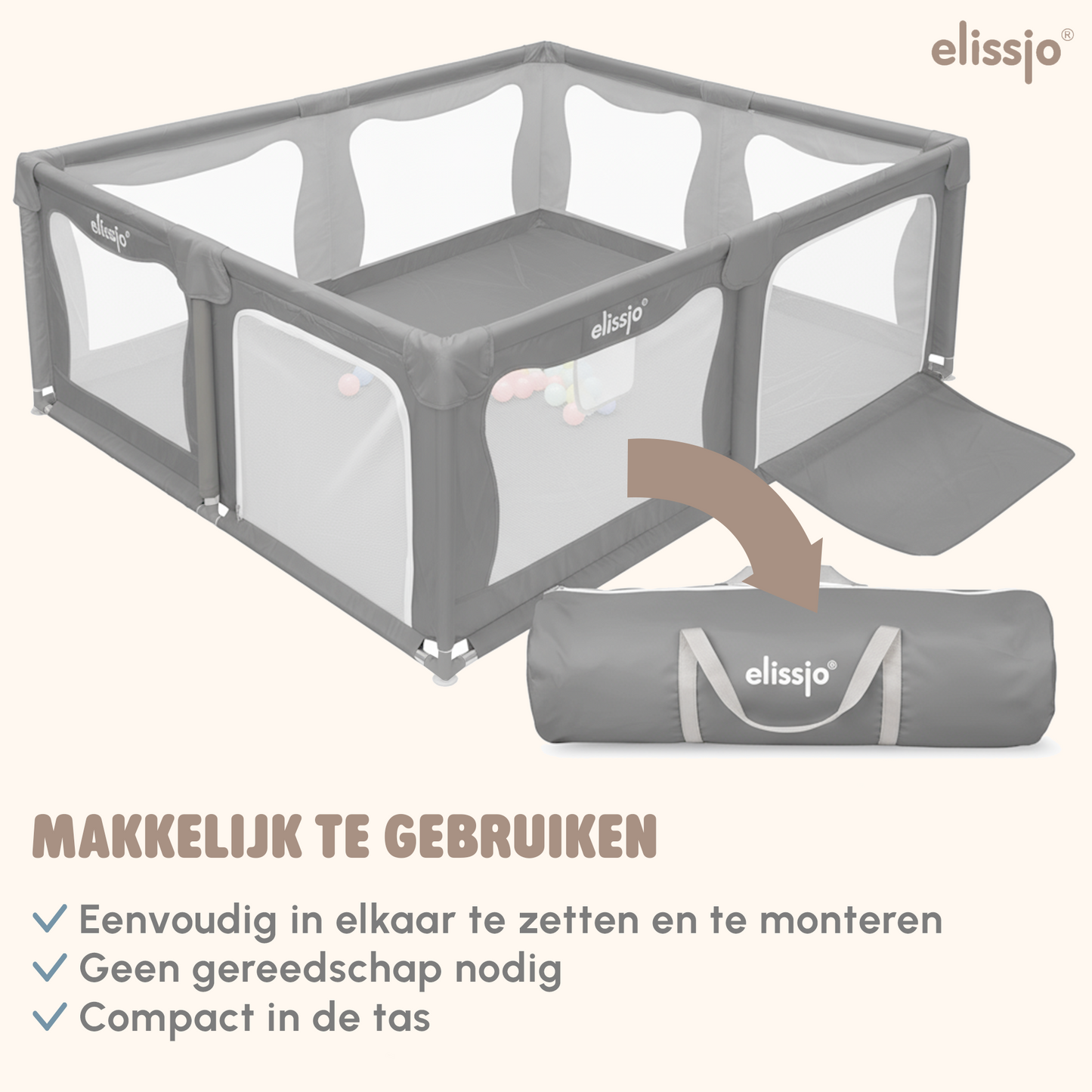 Elissio® Grondbox 180×150 cm Grijs