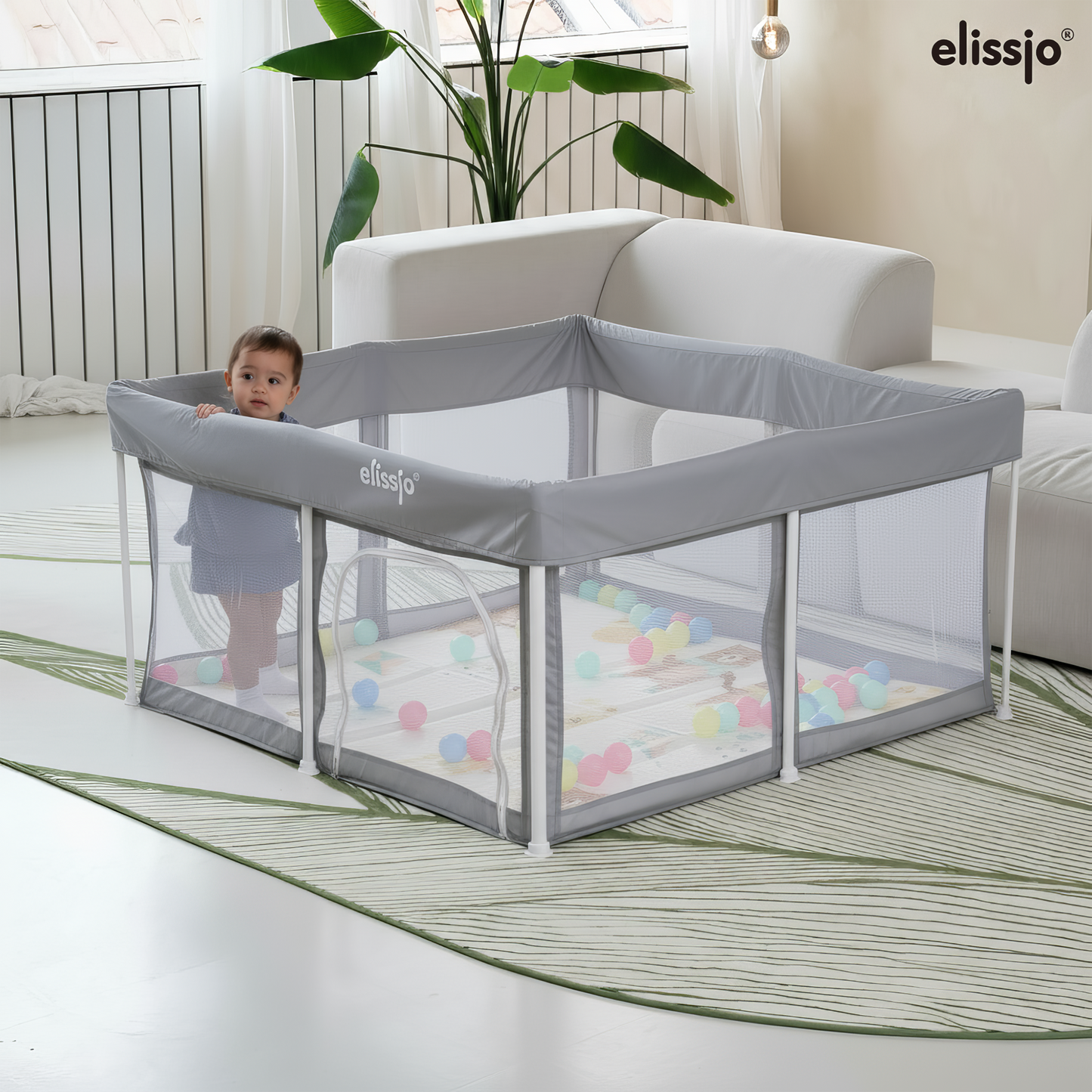 Elissio® Grondbox Inklapbaar  125×125 cm  Grijs