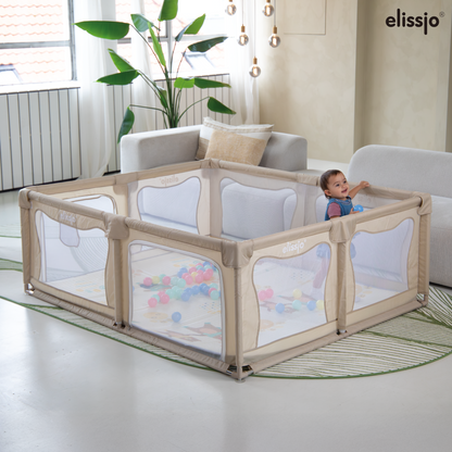 Elissio® Playpen 180×150 cm Beige Ball Edition