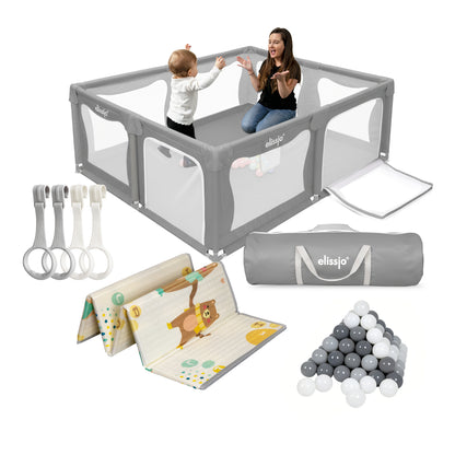 Elissio® Playpen 180×150 cm Gray