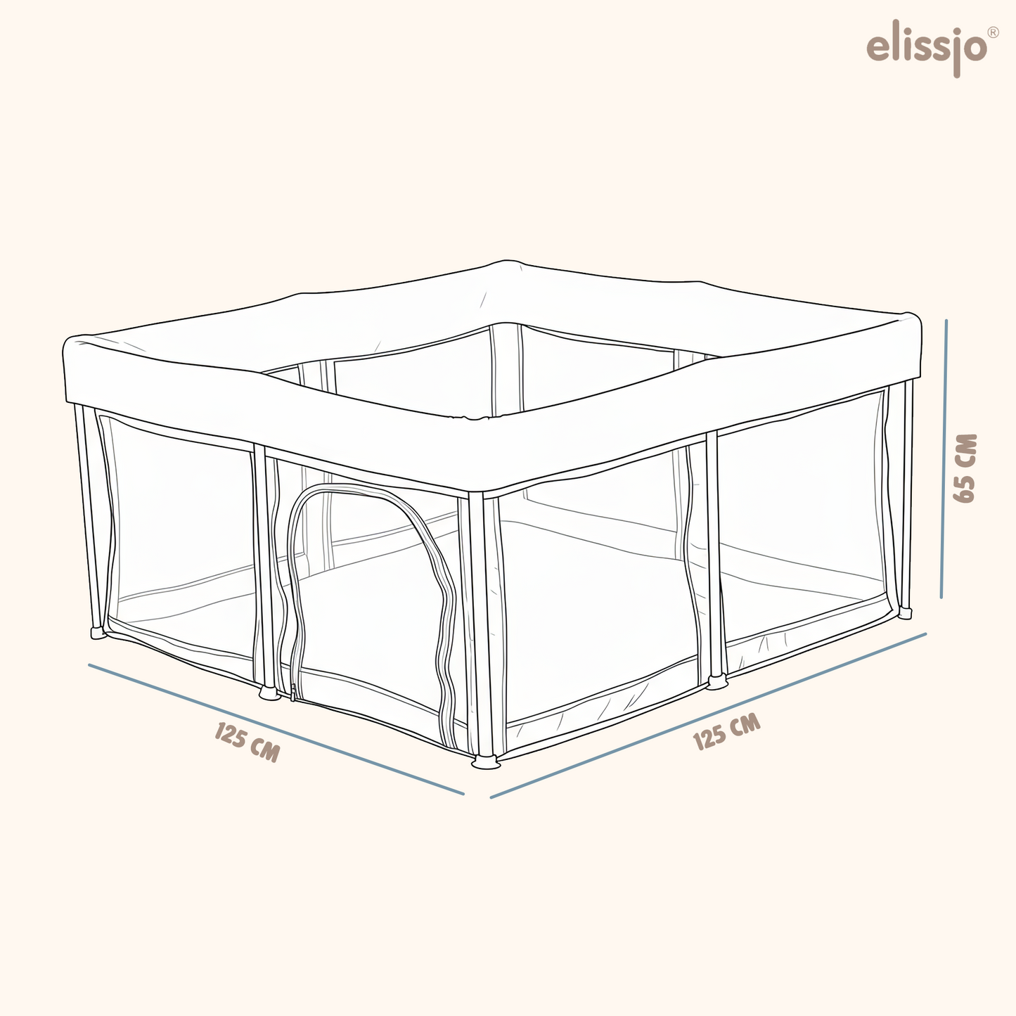 Elissio® Grondbox Inklapbaar  125×125 cm  Grijs