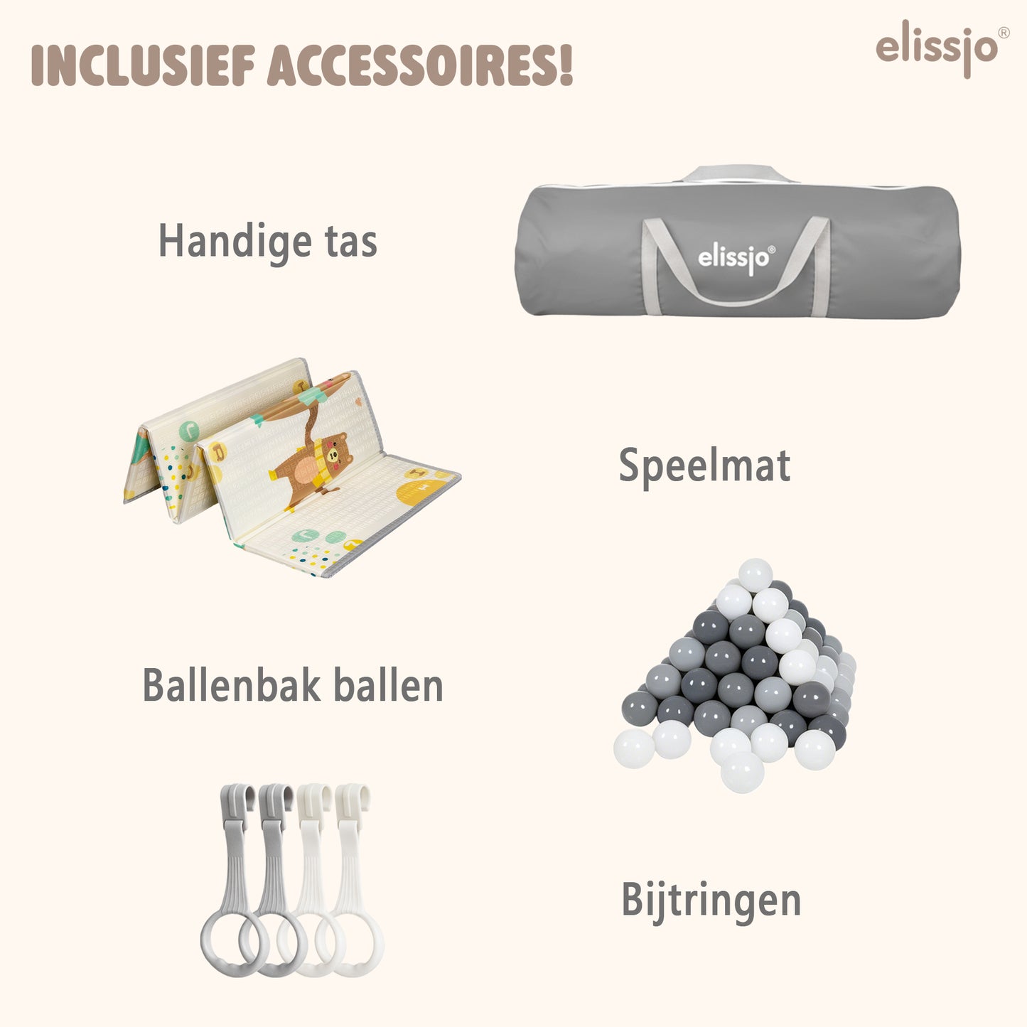 Elissio® Playpen 180×150 cm Gray