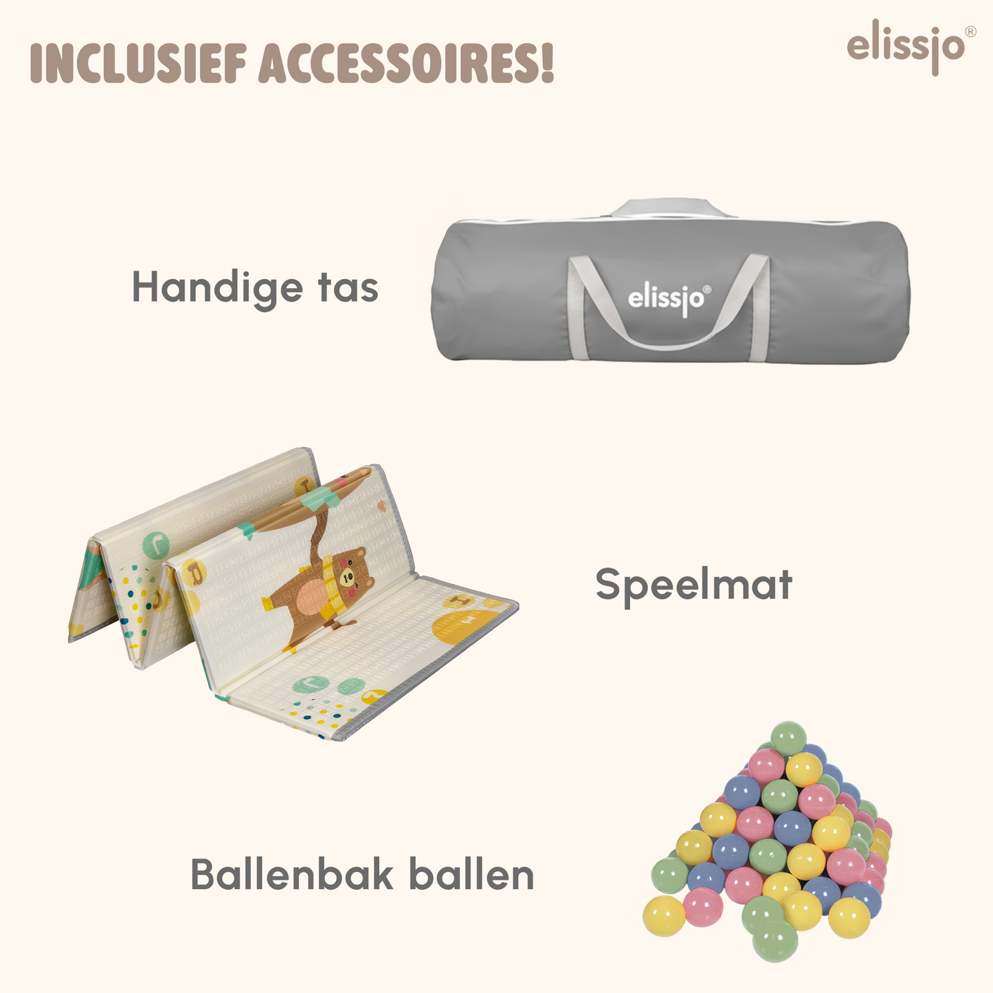 Elissio® Playpen 180×150 cm Gray