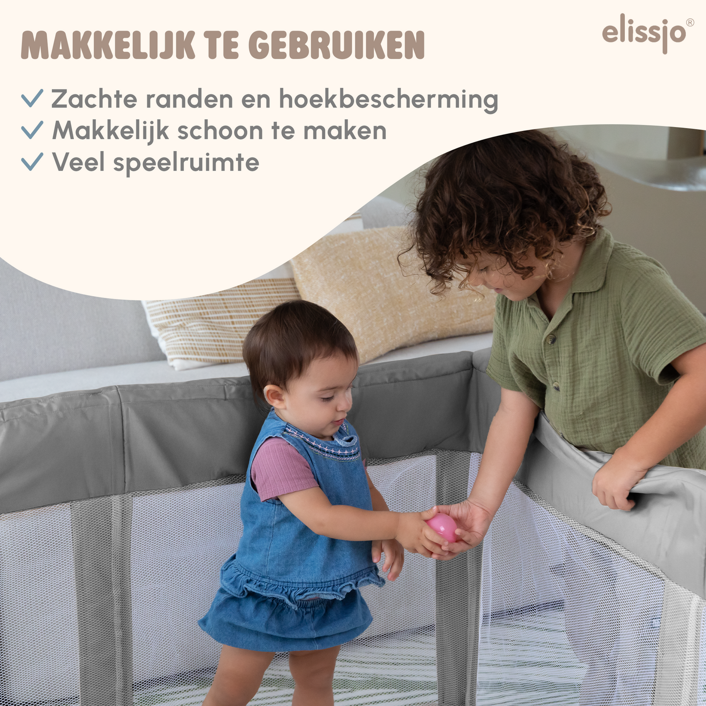 Elissio® Grondbox Inklapbaar  125×125 cm  Grijs