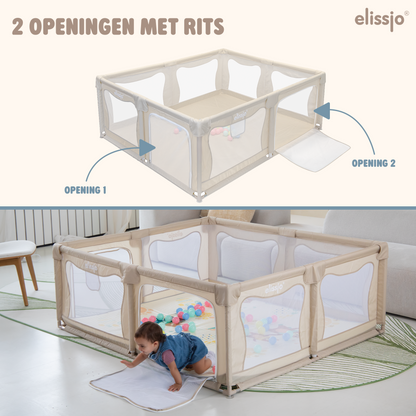 Elissio® Playpen 180×150 cm Beige Ball Edition