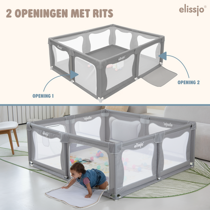 Elissio® Playpen 180×150 cm Gray