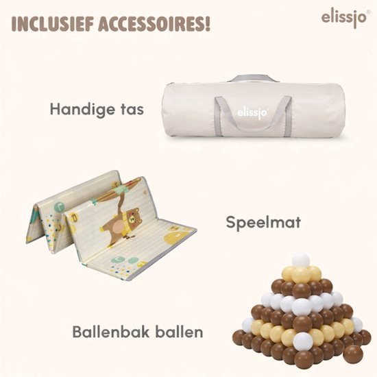 Elissio® Playpen 180×150 cm Beige Ball Edition