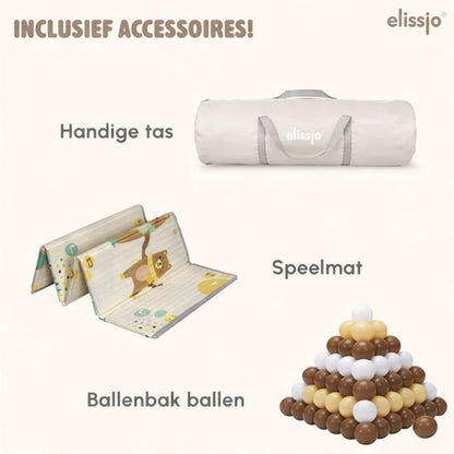 Elissio® Playpen 180×150 cm Beige Ball Edition