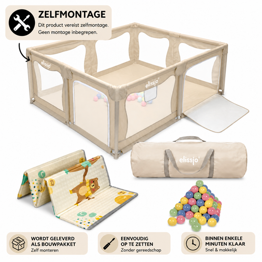 Elissio® Playpen 180×150 cm Beige