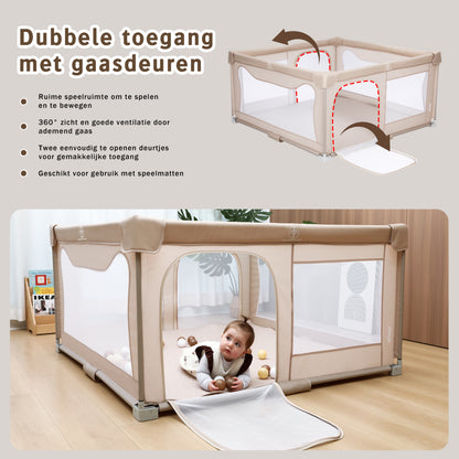 Elissio® Grondbox Inklapbaar 150x150 - Beige Speelballen Edition