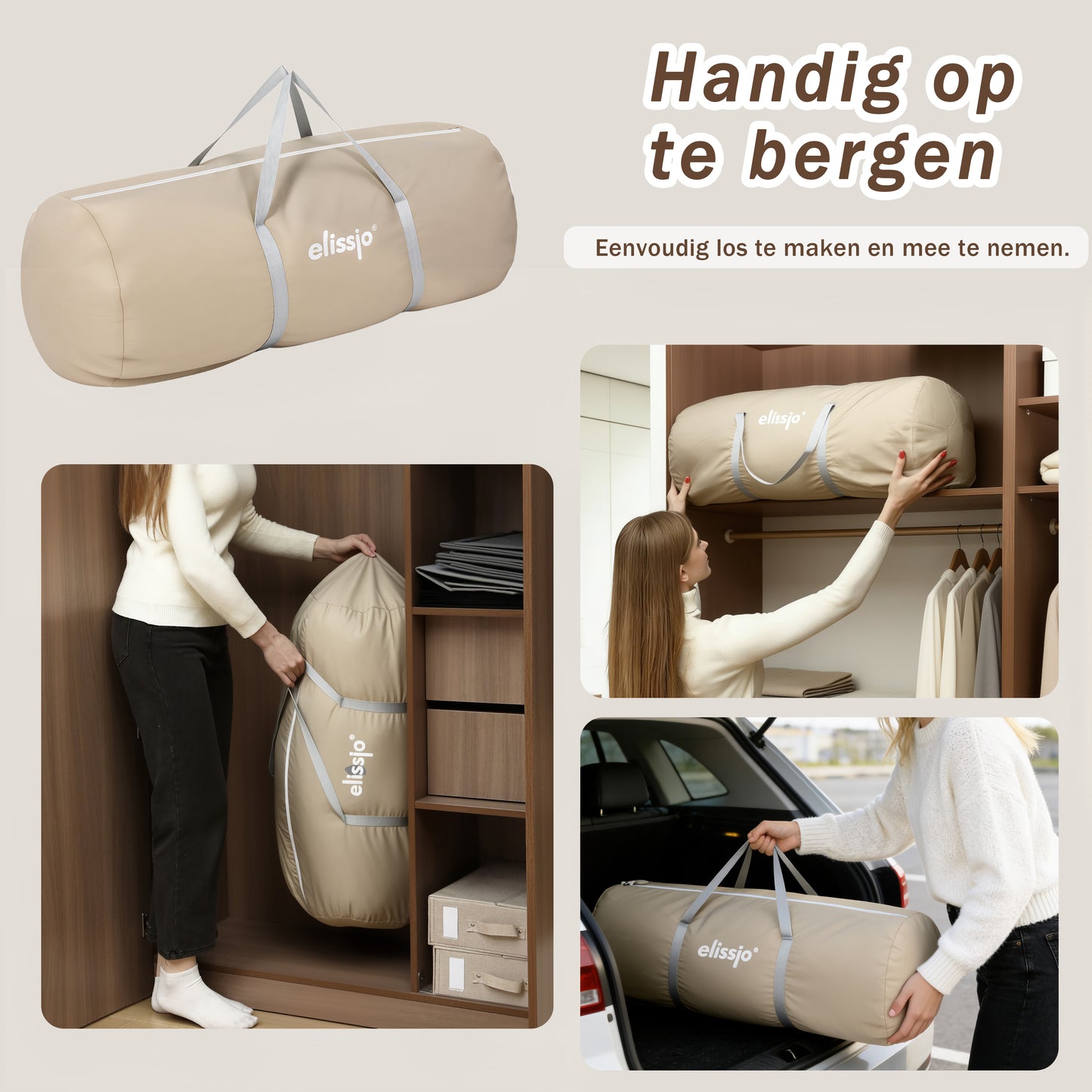 Elissio® Playpen 120×120 cm Beige