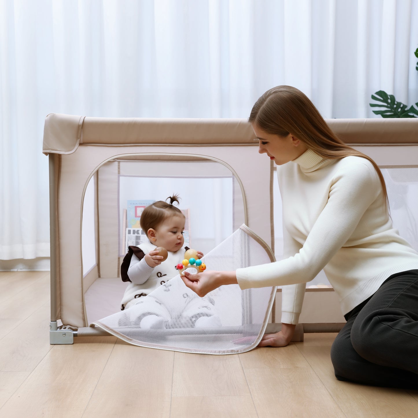 Elissio® Grondbox Inklapbaar 150x150 - Beige Speelballen Edition