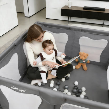Elissio® Playpen 120×120 cm Gray
