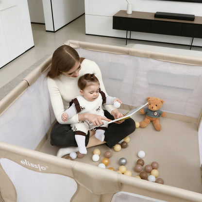Elissio® Playpen 120×120 cm Beige
