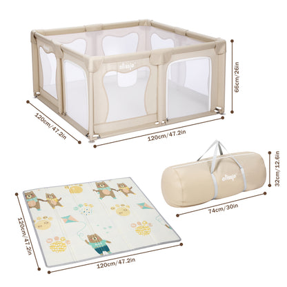 Elissio® Playpen 120×120 cm Beige