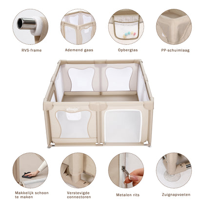 Elissio® Playpen 120×120 cm Beige