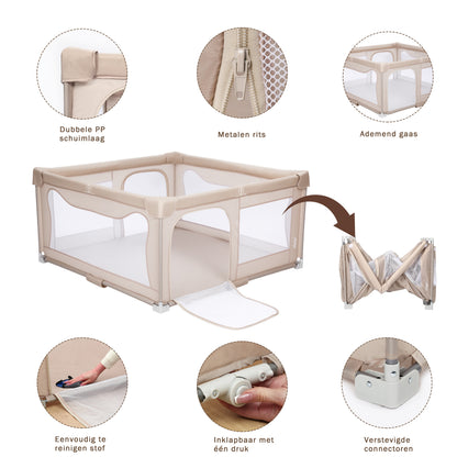 Elissio® Grondbox Inklapbaar 150x150 - Beige Speelballen Edition