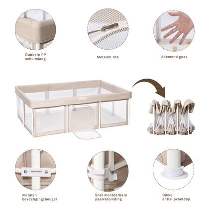 Elissio® Grondbox Inklapbaar 180×120 cm Beige Speelballen Edition