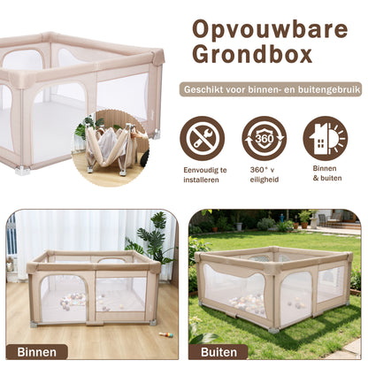 Elissio® Grondbox Inklapbaar 150x150 - Beige Speelballen Edition