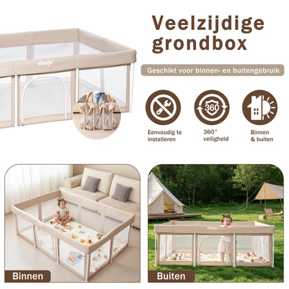 Elissio® Grondbox Inklapbaar 180×120 cm Beige Speelballen Edition