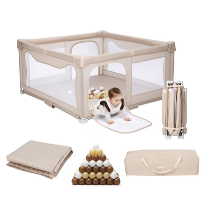 Elissio® Grondbox Inklapbaar 150x150 - Beige Speelballen Edition