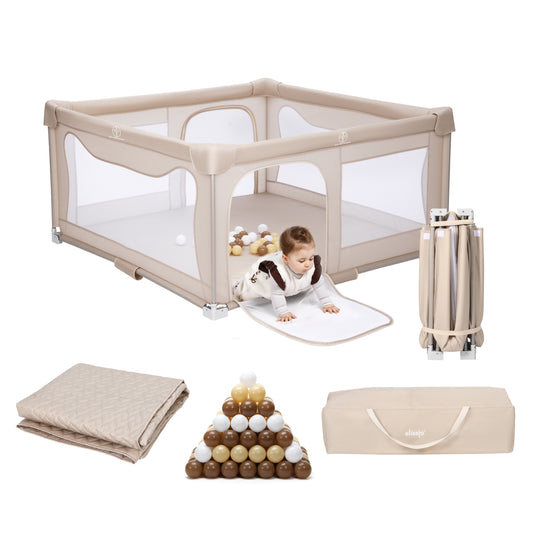 Elissio® Foldable Playpen 150x150 - Beige Ball Edition