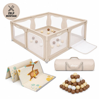 Elissio® Playpen 180×150 cm Beige Ball Edition