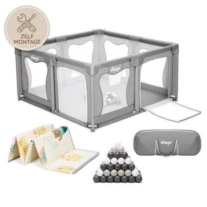 Elissio® Playpen 120×120 cm Gray
