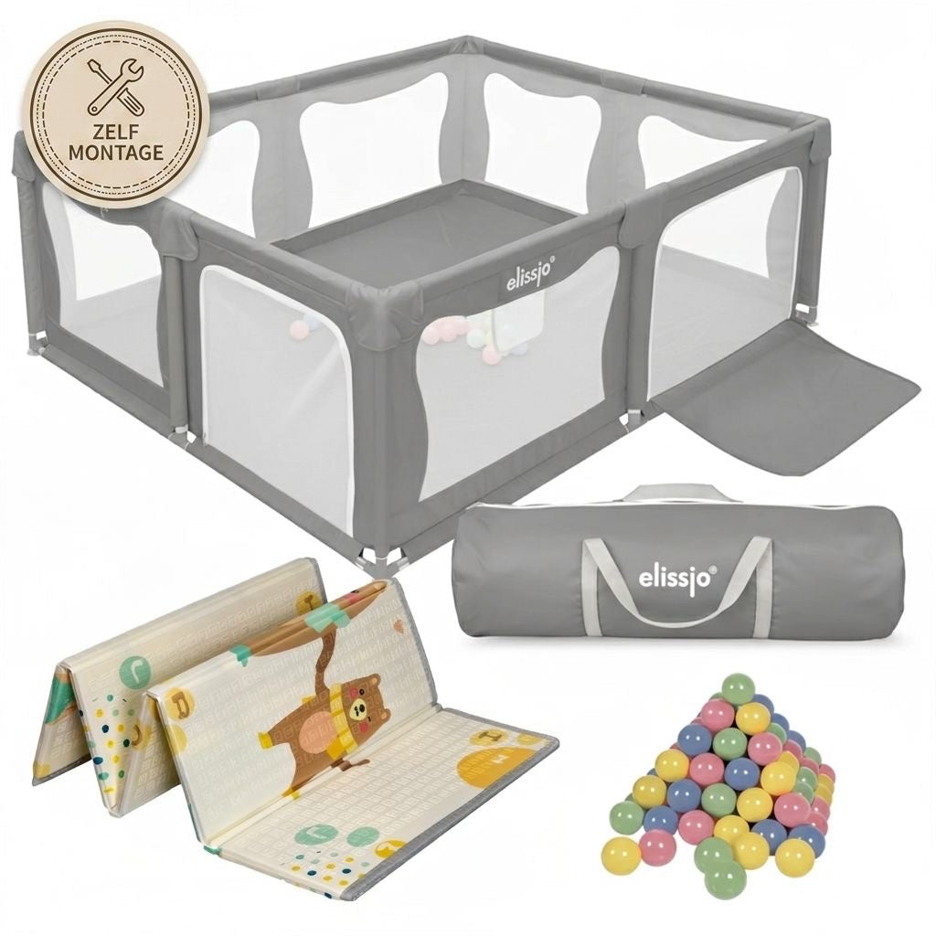 Elissio® Playpen 180×150 cm Gray